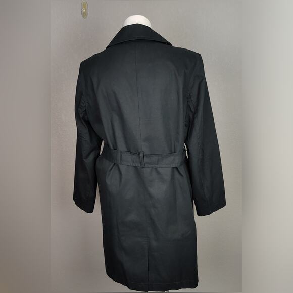 J.Crew Factory Black Double-Breasted Trench Cotton Coat BO622 Belted Classic 18 - Picture 4 of 14